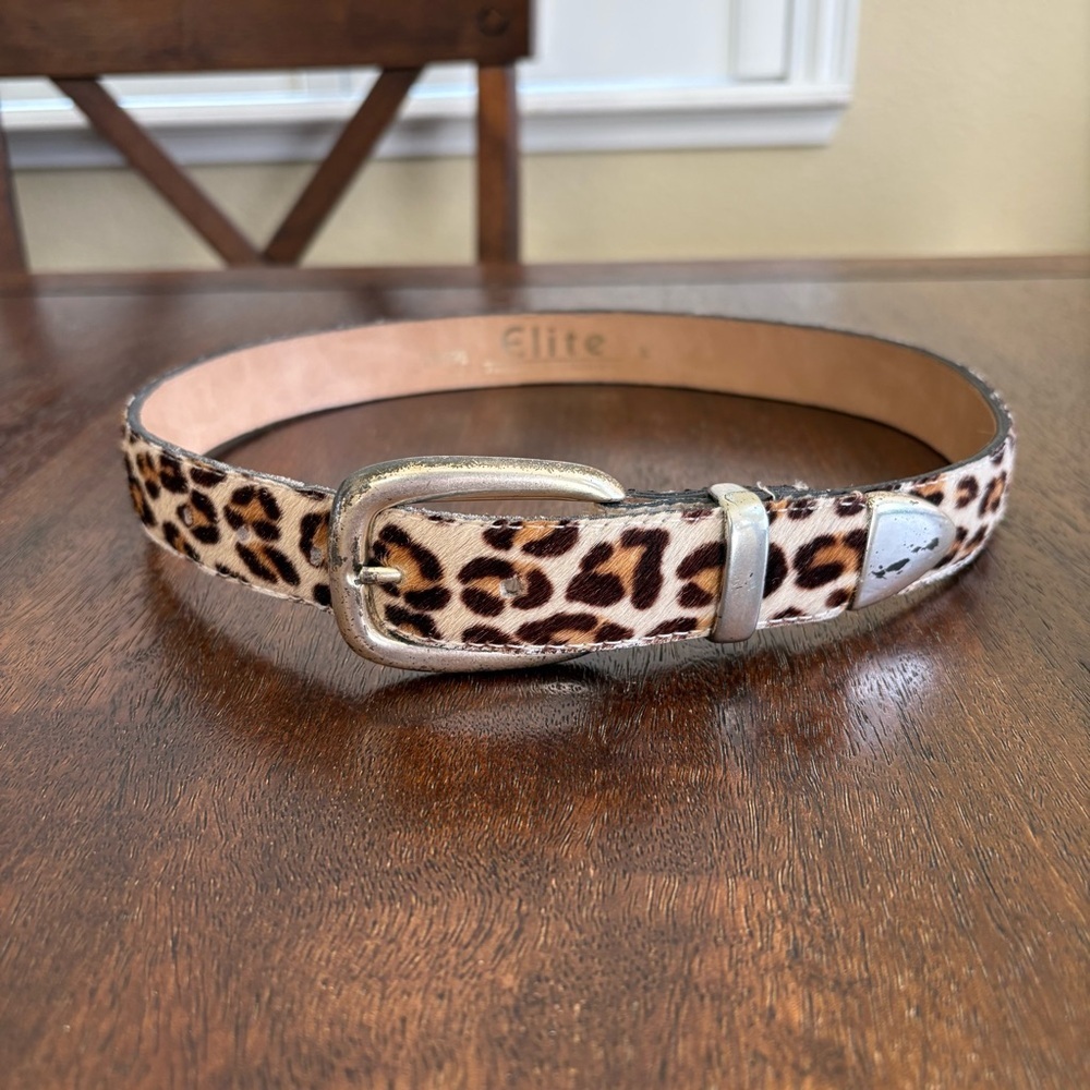 Elite Fresno Leopard Pattern Belt with Silver Buckle Medium Vintage